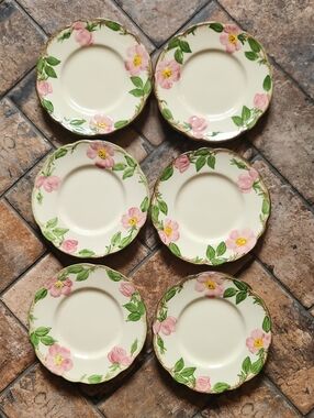 Franciscan Eartenware Desert Rose Bread And Butter Plates Set Of 6